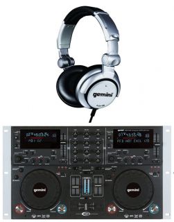    GEMINI CDMP 6000 Dual DJ Turntable CD//USB Player + Headphones