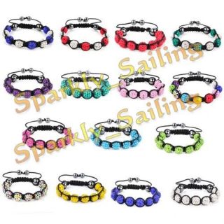 10mm disco ball 9pcs crystal macrame bracelets gift box 30 mix colours 