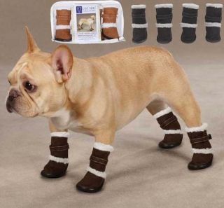 Sherpa Dog Boot Snow Booties Paw Protection Winter Chocolate Brown 