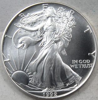 1992 American Silver Eagle 1 Troy Oz. .999 Fine Silver Dollar