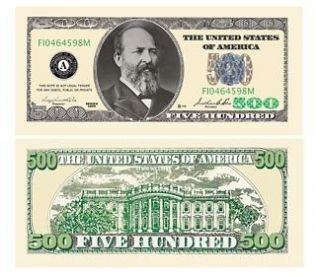 James Garfield $500 Dollar Bill (5/$2.50)