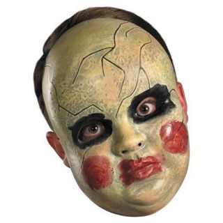 SMEARY DOLL FACE MASK GREEN BLACK RED ADULT HALLOWEEN COSTUME 