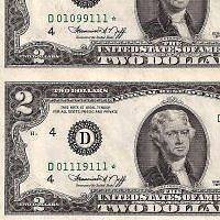 1976 Series Uncut Sheet 4 Two US Dollars FANCY Number D 01119111*