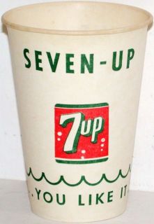 Old paper cup 7UP You like it slogan 7 1/4oz size unused new old stock 