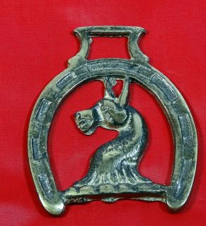Vintage Donkey Horseshoe Horse Brass Harness Decoration Parade Tack 