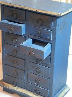   Medicine Spice Cabinet Box 14 drawer Original Paint Hardware Vintage
