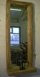 Tall Solid Reclaimed Rustic Driftwood wooden mirror with shelf salon 