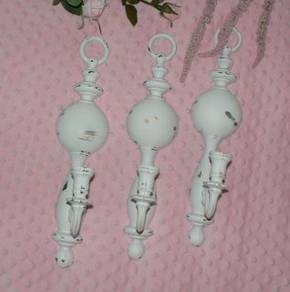 Set of 3 Upcycled Vintage Home Interiors White Shabby Distressed 