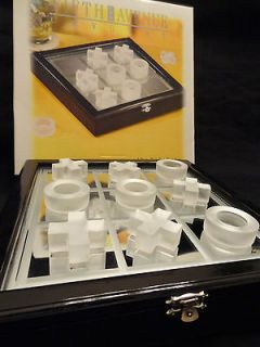   Crystal Tic Tac Toe Game Mirrored Box Game Surface Crystal Pieces