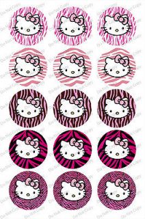   hello kitty pink zebra design75 bottle Cap Images On Photo paper