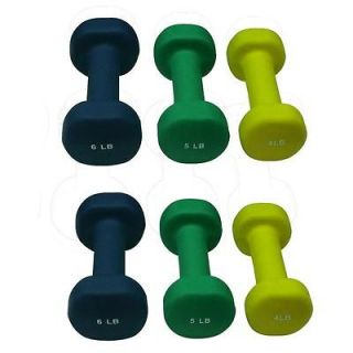 Hand Weights   Neoprene dumbbells set of 3 pair 4, 5, and 6 lbs (30 