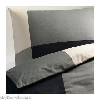 Ikea Queen Full Duvet Quilt Cover & pillowcases BRUNKRISSLA Black Gray 