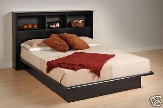 Black Queen Size Platform Bed & Headboard Set ws 5 Years Warranty