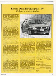 1989 Lancia Delta HF Integrale 16V   Classic Article D98