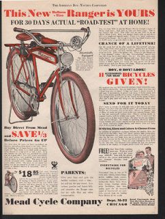 1934 MEAD RANGER BICYCLE HORN ELECTRIC BIKE ACE BOY PLAY CHICAGO 