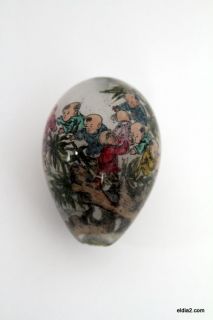 Antique Chinese Reverse Painted Glass Egg Snuff Bottle