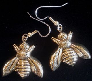 Napoleonic Bee Earrings 24 Karat Gold Plate Large Honey Bee Bumble 