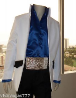 NEW (Elvis Tribute Artist Costume) (Jumpsuit Era) WHITE High Collar 