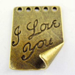 06830 Antiqued Bronze Tone Vintage Romantic Love Letter Memo Pendant 