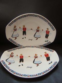 Figgio Flint Norway NORGE set of 2 LONG PLATES National Costume