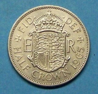 Great Britain , 1965 1/2 CROWN ELIZABETH II, NICE COIN