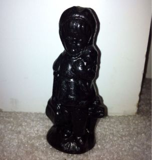 Vintage Hand Carved Coal Little Girl EXCELLENT CONDITION 3.75