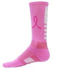 Elite Socks Breast Cancer Awareness Pink Ribbon Crew basketball 