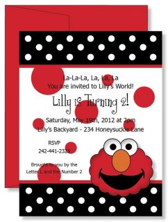   Personalized Happy Elmos Face & Dots Birthday Party Invitations