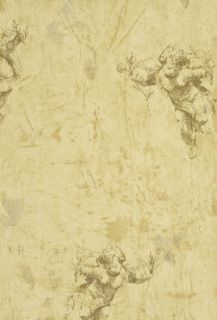 WALLPAPER SAMPLE Victorian Cherubs on French Faux