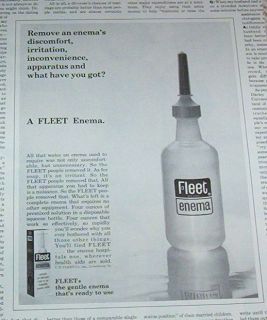 1966 ad   Fleet Enema VINTAGE medical vintage Advertising PRINT ADVERT