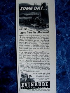 Vintage 1943 WWII Evinrude Outboard Motors Advert. Sign
