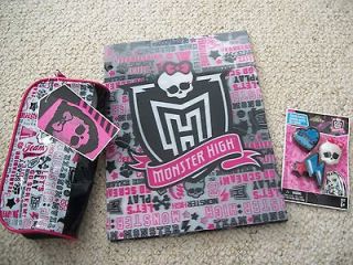 Monster High Pencil / Cosmetic Case Folder and Erasers