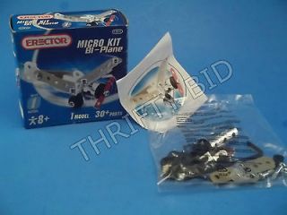 Erector Set Micro Kit Bi Plane New OLD STOCK FAST SHIPPING 30+ Parts 