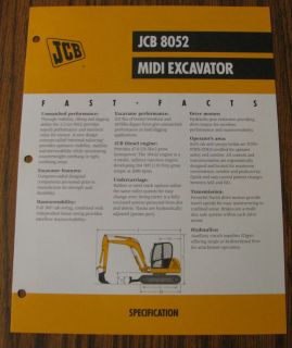 JCB 8052 Midi Excavator Spec Sheet Brochure Literature