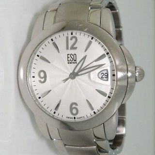 ESQ Esquire Movado Swiss Mens Man Stainless Steel Watch E5387 Q