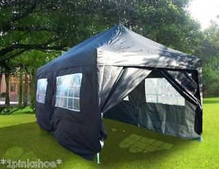 20 Ft x 10 Ft Black EZ Pop Up Canopy Gazebo Party Tent With Carry Bag