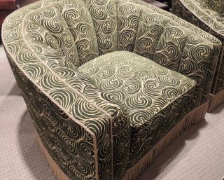 Pair of Art Deco large Chairs, Scalamandre fabric