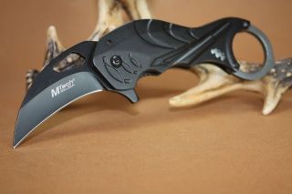 MTech Knives Karambit Foler New Black Finger Hole Pocket Knife 4.75 