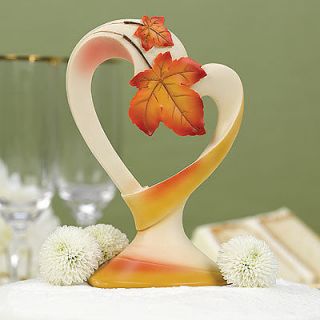 Fall Wedding Cake Toppers Autumn Leaf Heart Shaped Cake Topper Top
