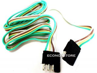 ft 4 WAY FLAT TRAILER LIGHT WIRE EXTENSION CORD PLUG LONG WIRE