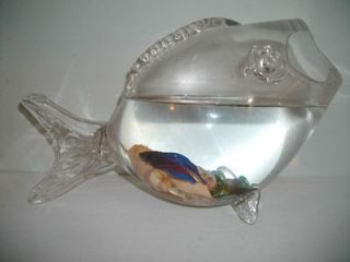 NEW GLASS FISH SCULPTURE AQUARIUM 1 GALLON BOWL