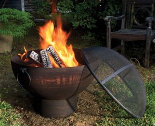   26 Fire Bowl pit Outdoor Patio Fireplace Chiminea & Screen, Stand