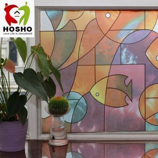 Decorative Privacy Window Film Treatments Abstract Fish GW 005
