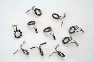 10 pcs Fishing Rod Parts Tip Tops Black Stainless DIY Set Kits #12