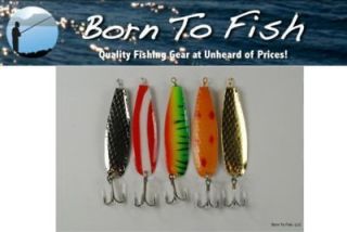 Lot of 5 Trolling Spoon Fishing Lure 4 Pike Bass Salmon