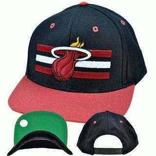   Heat Basketball Classic Flat Bill Snapback Black Red White Hat Cap