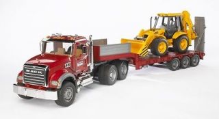 MACK Granite Flatbed Truck Semi JCB Backhoe Loader Bruder NEW Toy 