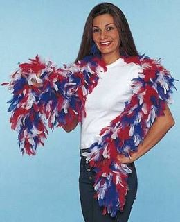Patriotic Red White Blue American Flag Costume Feather Boa Adult