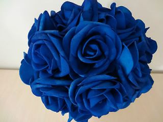 100X Artificial Flowers Royal Blue Roses Bridal Wedding Bouquets 