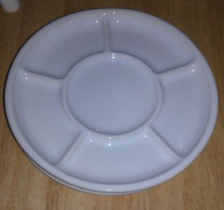 White Heavy Porcelain Fondue or Sushi 6 section Plates  Set of 3